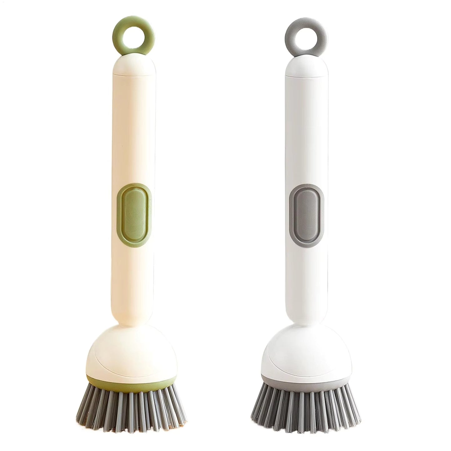 Long Handle Dish Brush with Soap Dispenser and Rotating Scrubber Head