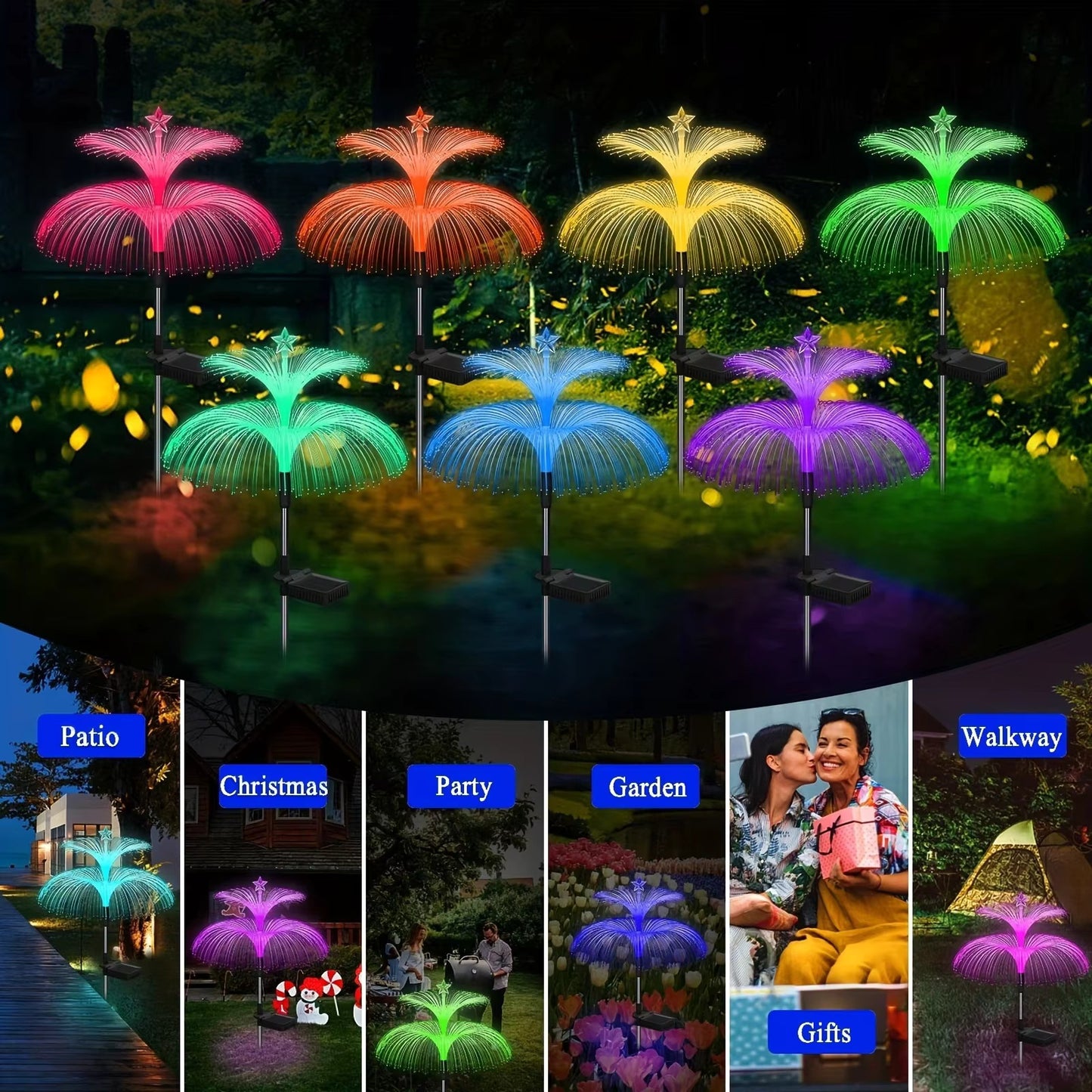 Solar Powered 7 Color Changing Jellyfish Stake Light