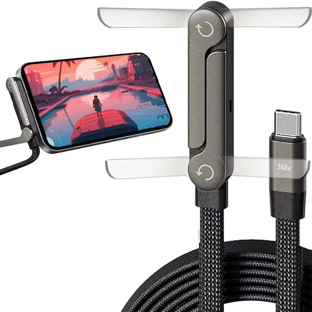 New 240W Fast Charging Foldable Phone Holder Data Cable